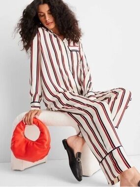 Future Collective Striped Wide-Leg Pajama-Style Pants